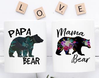 Mama & Papa Bear Mug Set | Mama Bear, Papa Bear, Mama Bear Mug, Papa Bear Mug, Mama and Papa Bear Mugs, Mom Mug, Dad Mug, Dad Coffee Mug