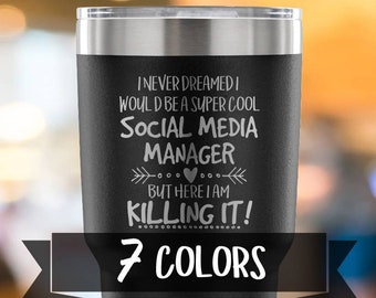 Social Media Manager Travel Mug, Stainless Steel Tumbler, Super Cool Occupation Gift Ideas, Killing It Coffee Mug, Social Media Manager