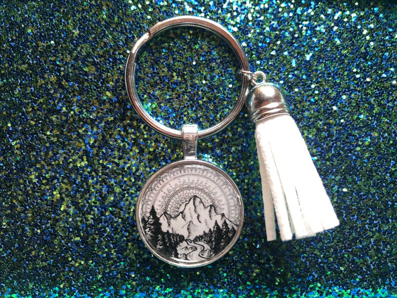 Mandela mountain keychain or necklace or retractable ID badge clip Free shipping Gift