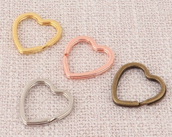 10-20pcs heart split rings,31mm metal love heart shaped keyring,rose gold/gold/silver/bronze open split rings jump ring for crafting