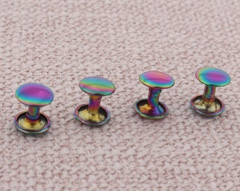 rainbow double caps rivets,10mm stud rivets,20 pack metal double head round rapid rivet for leather and crafts accessories