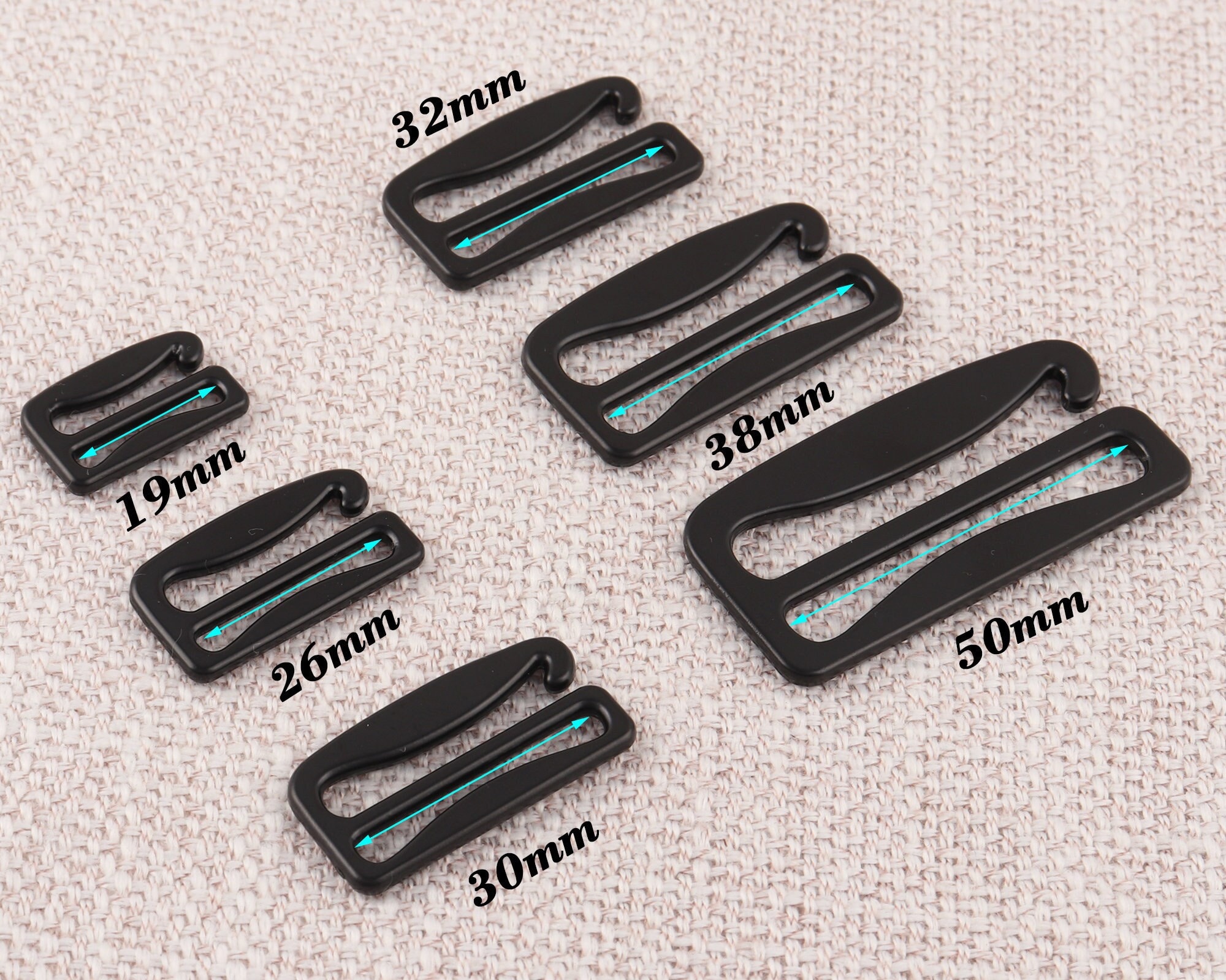 K682 Bra Strap Hooks - Black 6mm 200 pcs 3 IN STOCK