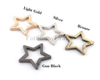star spring gate ring,41mm metal star purse bag push gate clip clasps,star shaped gate snap key ring hook for DIY key chain finding 2-4-10pc