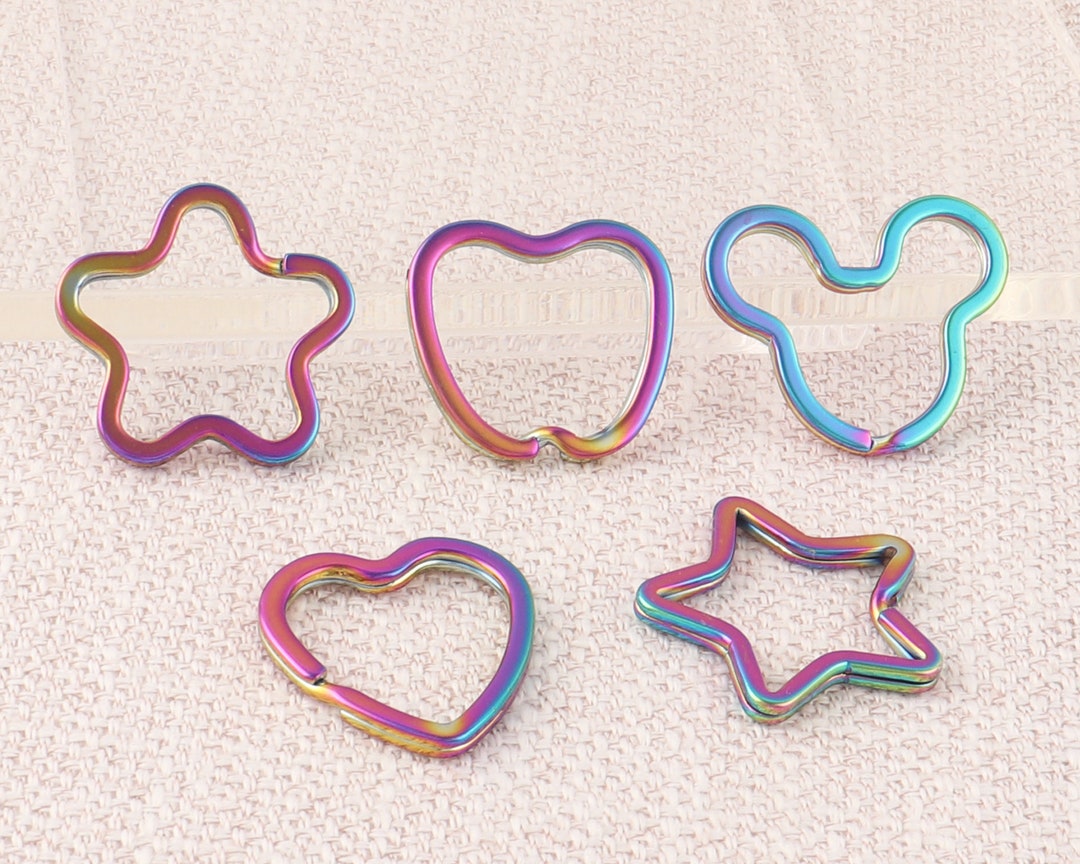 Rainbow Split Key Rings,heart/flower/star/apple Key Fob Hardware ,metal ...