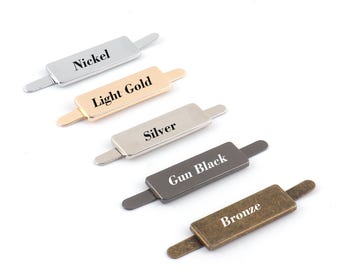 35x12mm custom metal bag tags,bronze/silver/gold/black rectangle blank purse bag labels tags,personalized laser engraved label for purse