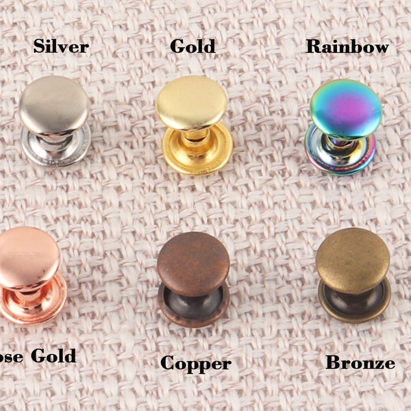 100 pack double caps rivets,9x10mm metal rainbow round rapid rivet studs,jeans double side rivets,bag rivet for leather craft supplies DIY