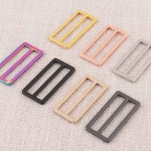 4pcs metal adjuster slider buckle,2" (50mm) rainbow handbag Tri-glide button backpack webbing strap rectangle belt Buckle for purse bags