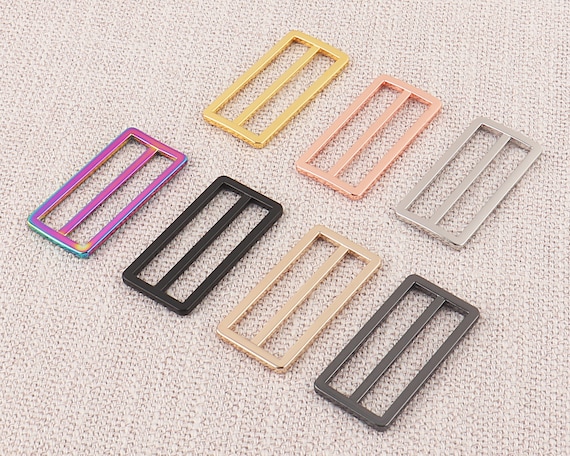 2-4pcs metal adjuster slider buckle,2" (50mm) rainbow handbag Tri-glide button backpack webbing strap rectangle belt Buckle for purse bags