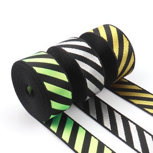 3 yards 25 mm nylon, 1 inch groen/geel zwart gestreept lint voor rugzak/draagtas/crossbody/portemonnee/sleutelhanger op maat gesneden