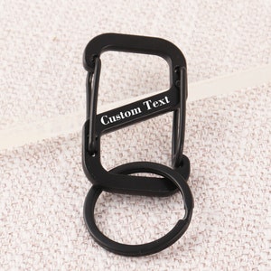 personalized S biner carabiner clip with key ring,engraved custom locking carabiner keychain,matte black dual gated spring S clasp for gift
