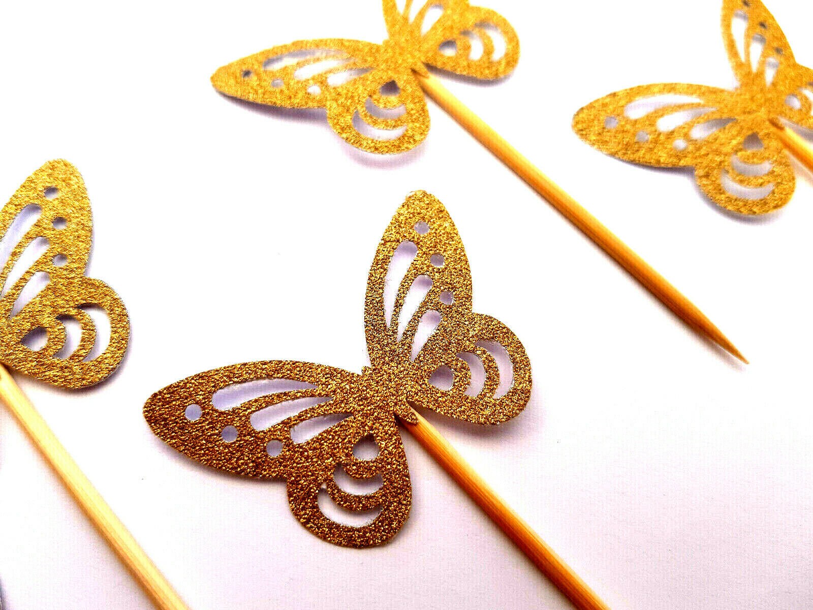 Butterfly Gold Glitter Cupcake Toppers 12 PIECES Birthday Tea Etsy