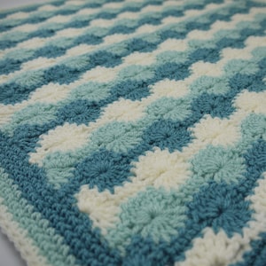 Crochet Baby Blanket, Duck Egg Blue and Cream Blanket, Baby Shower Gift   *MADE TO ORDER*