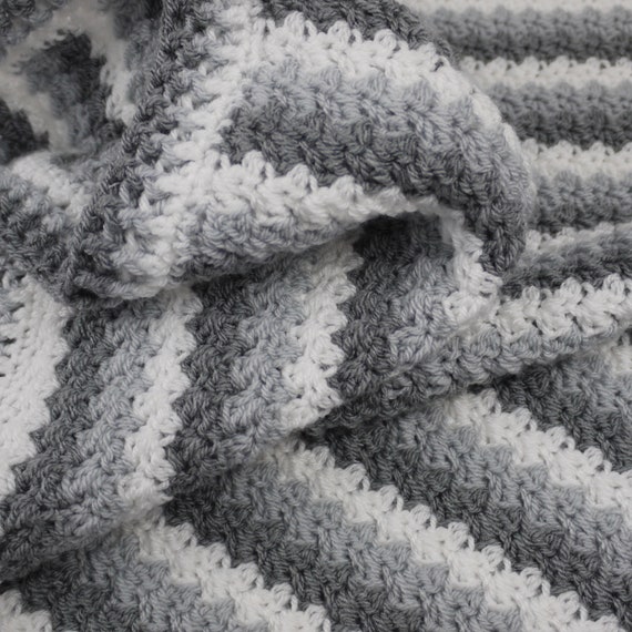 Crochet Baby Blanket Grey White Ombre Blanket New Baby Gift Baby Shower Gift Christening Blanket MADE TO ORDER Etsy