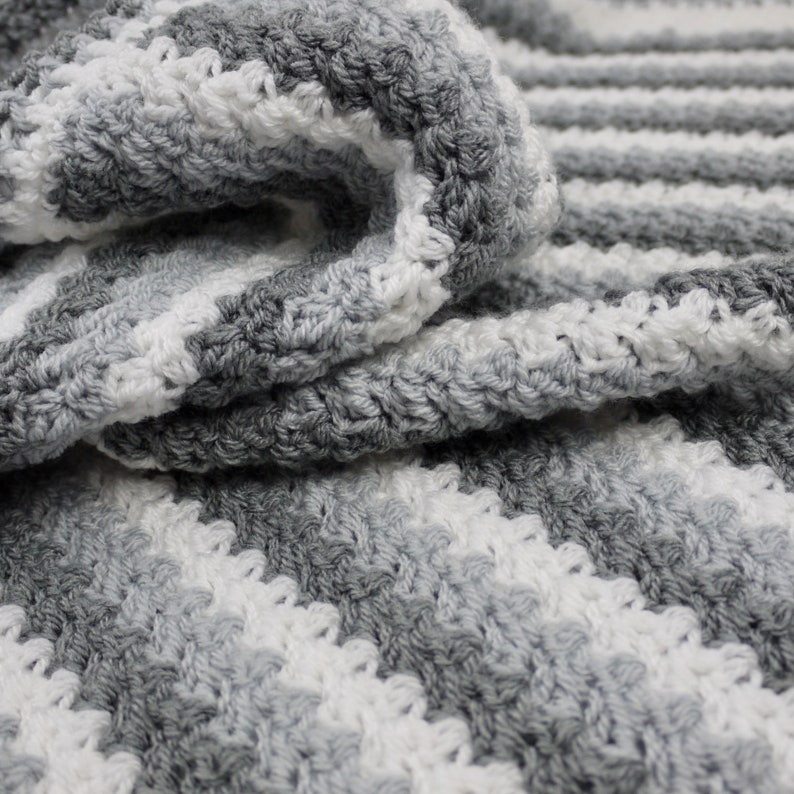 Crochet Baby Blanket Grey & White Ombre Blanket New Baby Etsy