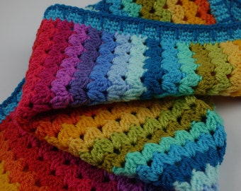 Rainbow Baby Blanket, Crochet Blanket, New Baby Gift, CUSTOM MADE