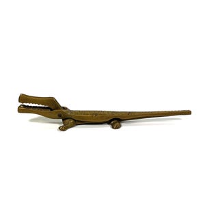 Vintage krokodilformad nötknäppare - mässing eller brons - Hollywood Regency - reptil - djurfigur - längd: 20 cm - cirka 1950-1960