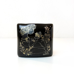 Vintage porseleinen vaas van Rosenthal - Studio Line - Bjoern Wiinblad - Porcelaine noire - Goud - Zwart - Kussenvaas - Semiramis - Vóór 2000
