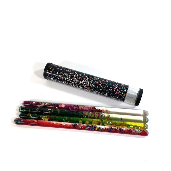 Vintage Kaleidoscope with Glitter Wands - Space Tubes USA - See Beautiful Shapes - Toys - 80s - USA