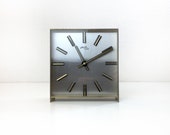 Vintage Black, Gold Atlanta Electric Table Clock - Standing Clock - Timepiece - Brass Case - Space Age - Western Germany - 1970-80s