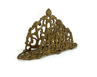 Vintage letter holder, napkin holder by Adolf Adrian - blacksmith - brass handcraft - note holder - Germany - 1950-60