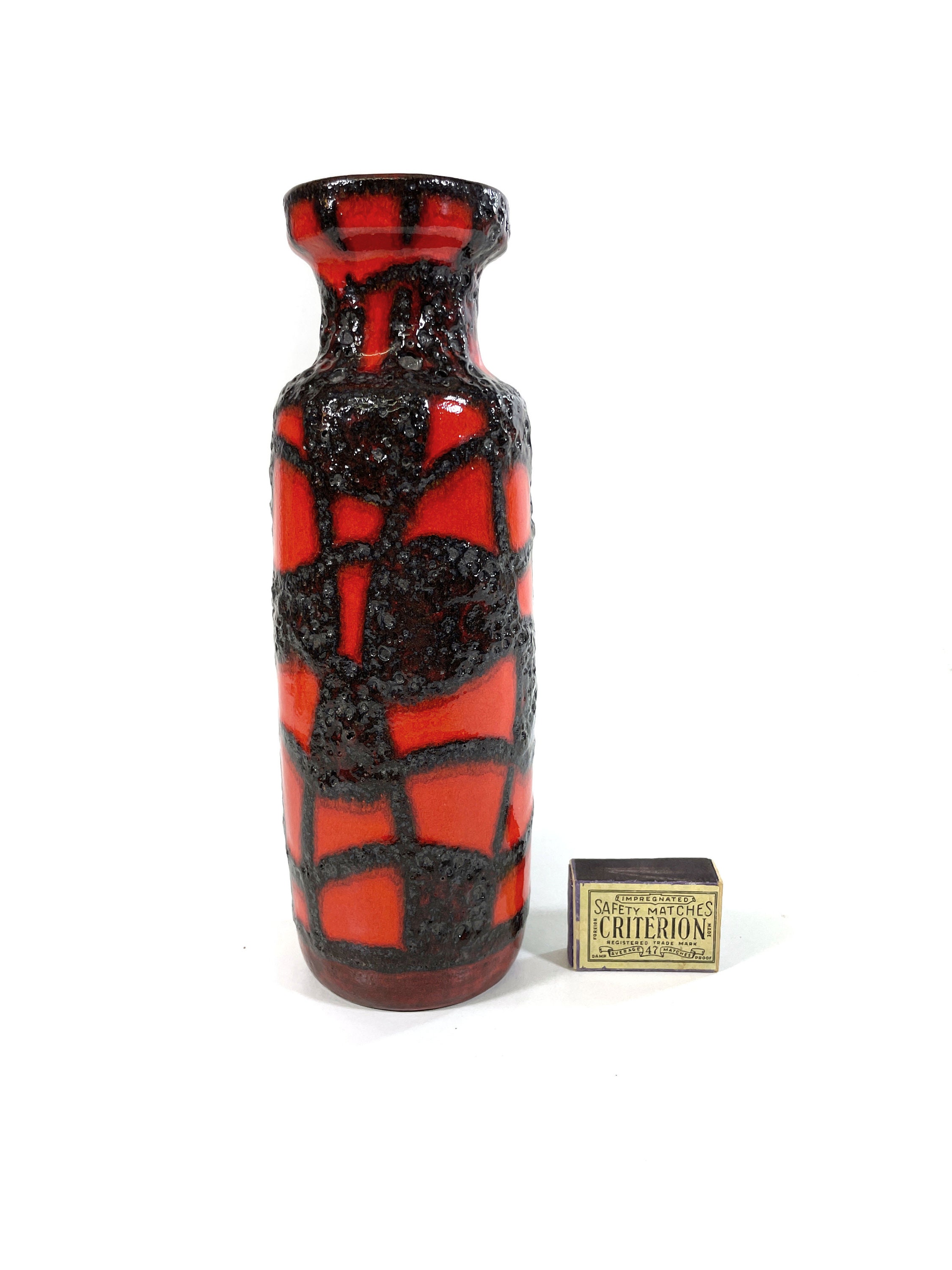 Vintage FAT Lava Ceramic Vase by Scheurich - Red-orange