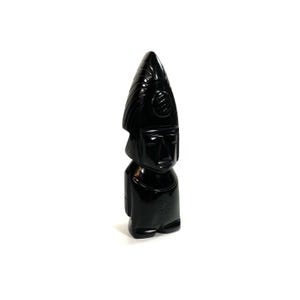 Mid Century Gold Obsidian Aztec Mayan Figurine - Obsidian - 16 cm high - 442 g - Mexico - Gods - Tiki - Sculpture - North America - 1960s