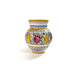 Vintage ceramic vase with floral decoration from Slovakia – Slov Keramika Modra – Flower vase – Folk art – Decoration – Vase – 1980s–90s
