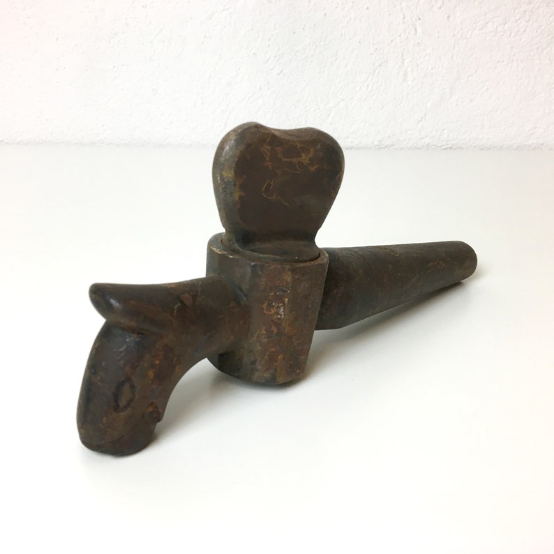 Wine Barrel Tap Barrel Cast Iron Horsehead Shape Solid Vintage Wine Tapping Antique Around 1900