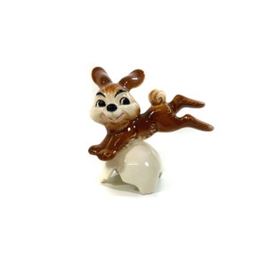Small Vintage Goebel Porzellan Figurine - Eggshell Bunny - Rabbit - Brown Animal Figurine - Easter Bunny - West Germany - 1970s