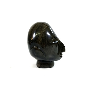 Mid Century Gold Obsidian Aztec Mayan Figurine - Obsidian - 12 cm high - 878 g - Mexico - Gods - Tiki - Sculpture - North America - 1960s