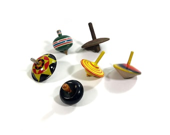 Vintage Naef Spielkultur Wooden Spinning Tops Set • Swiss Mid