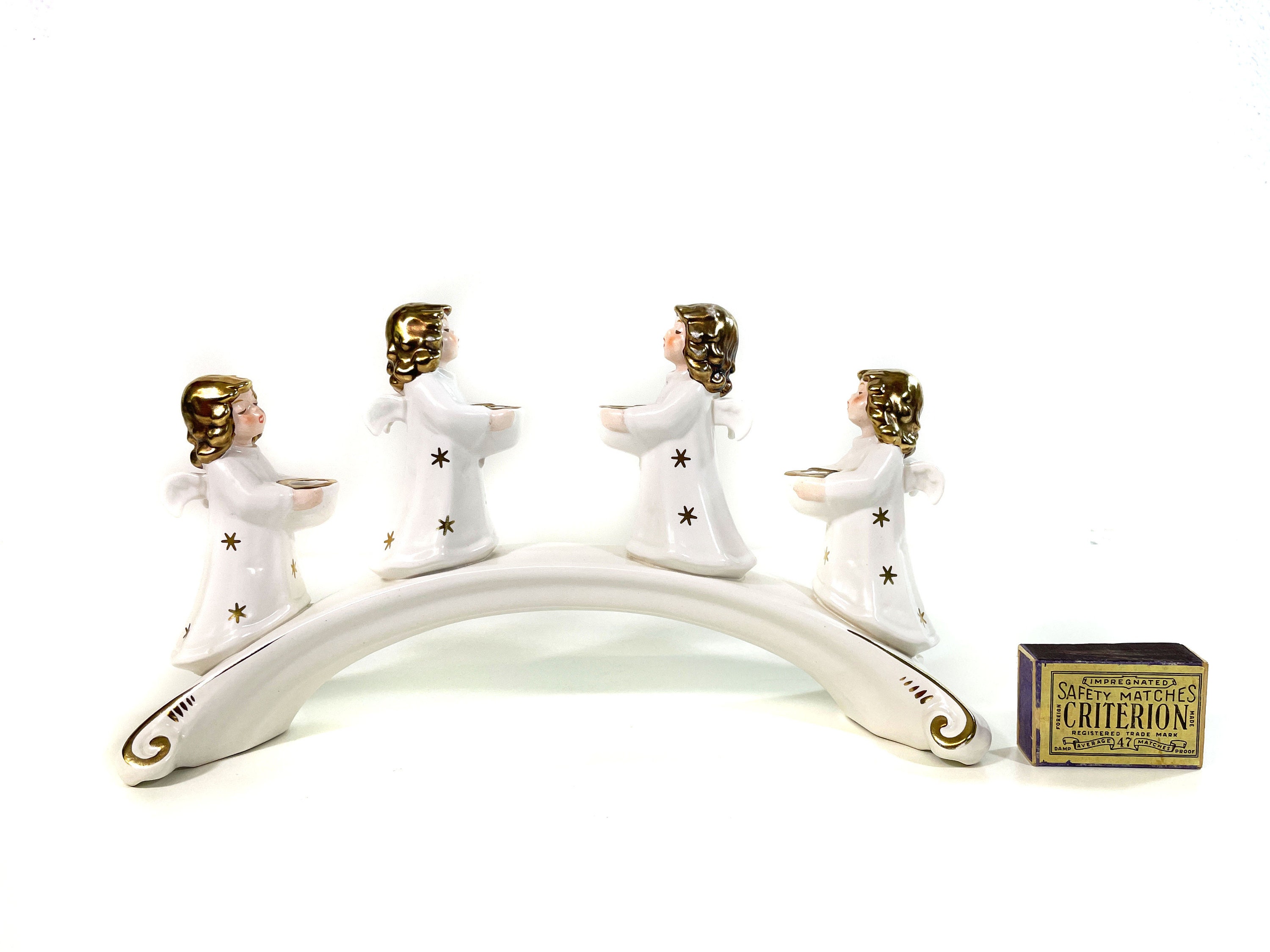Vintage Goebel Gold Angel Candle Holder Porcelain Angel Arch Etsy