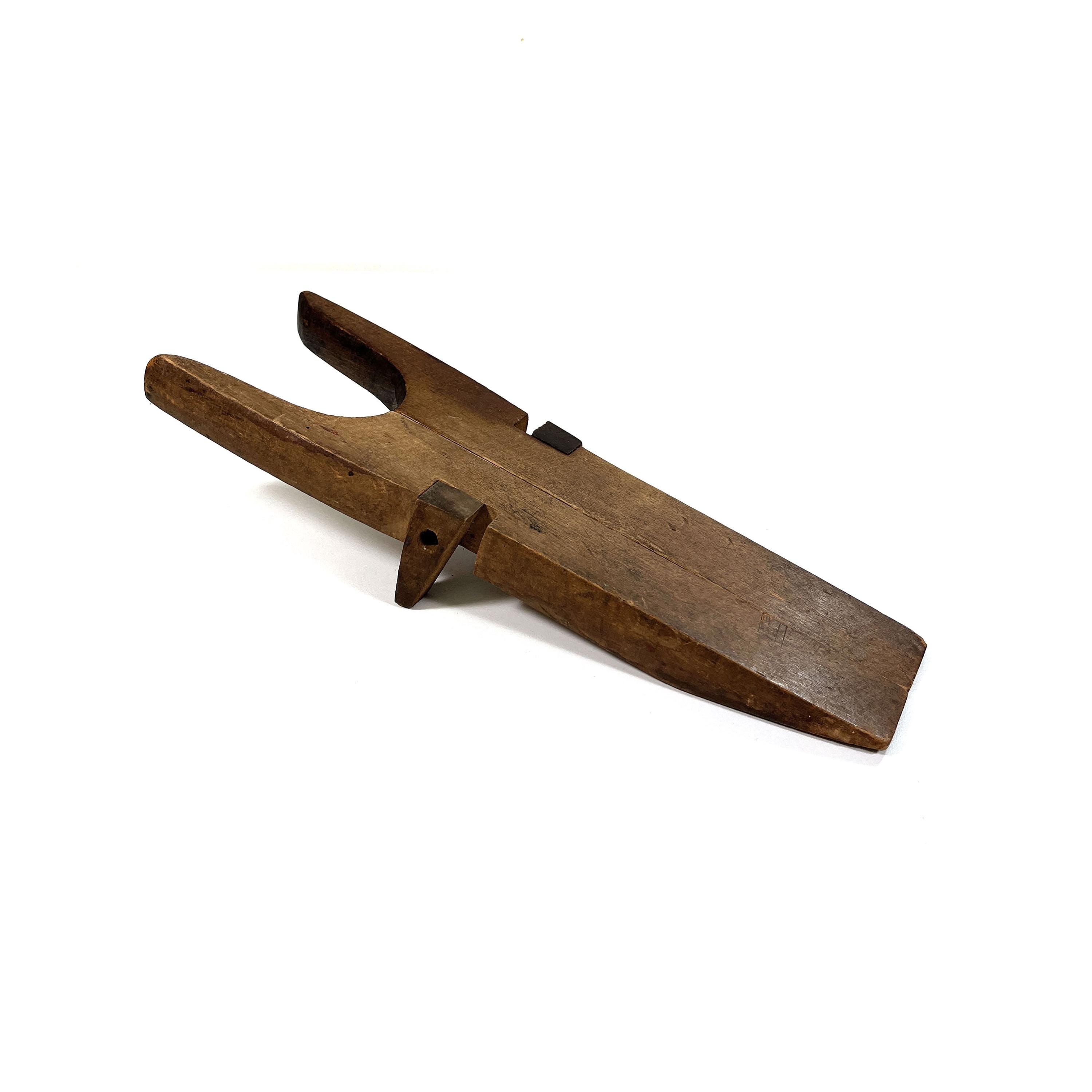 Antique wooden boot jack - foldable removal aid - shoe jack - boot extractor - stag beetle - 1920-40s