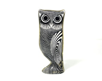 Abraham Palatnik - Owl - Small Figure - Sculpture - Lucite Op Art - Acrylic Glass - Black, White - 1960 - 1970