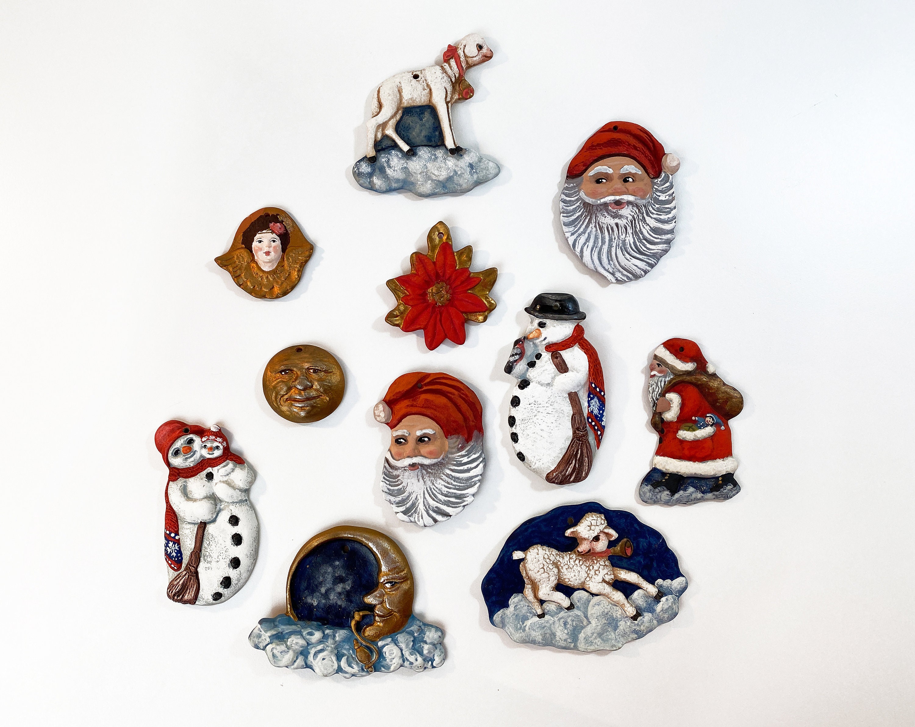 Vintage Ceramic Christmas Tree Decoration Santa Clauses Etsy