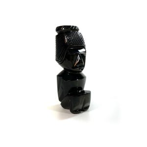 Large Mid Century Gold Obsidian Aztec Maya Figure - Obsidian - 2,2 lb - 7.&quot; - Mexico - Gods - Tiki - Sculpture - around 1960 - North America