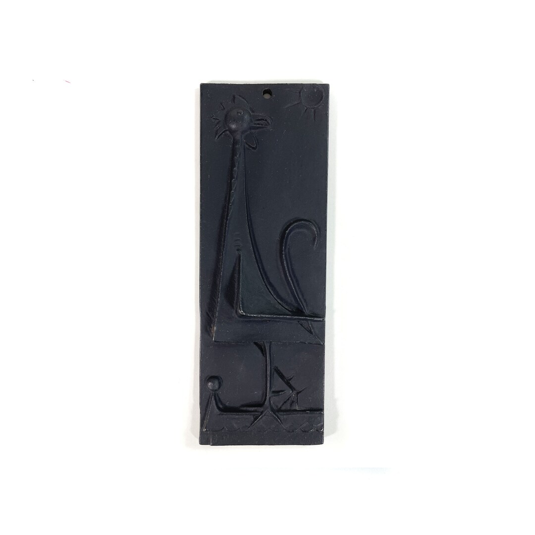 Vintage TRM Metal Relief - Cast Iron - Plaque Rooster on the Roof ...