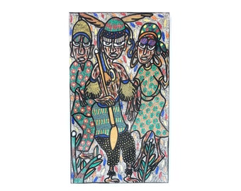 Adewale Ayinla によるヴィンテージ ミクスト メディア アート - ナイジェリアの現代アート - アフリカ - 1990 年代