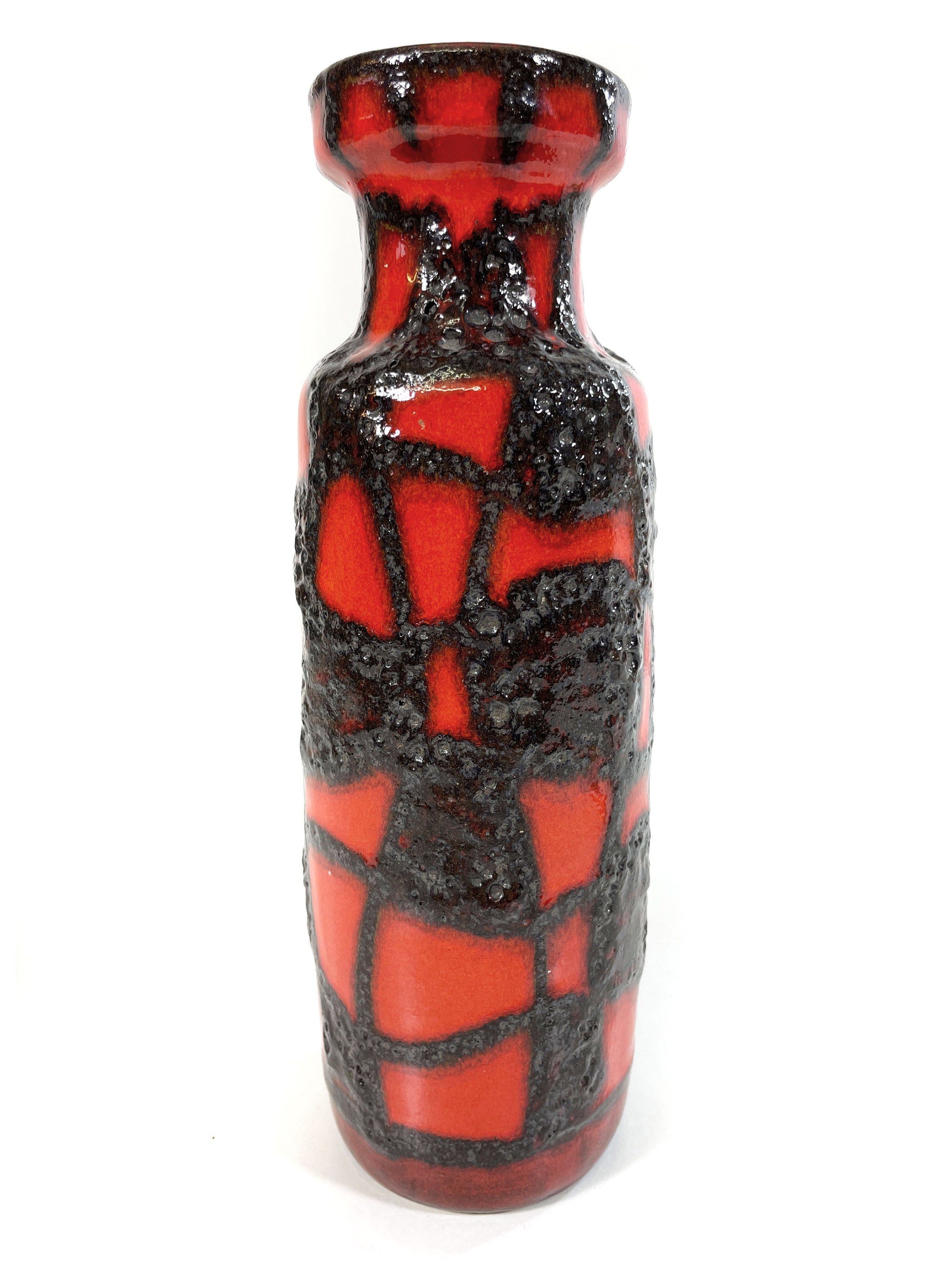 Vintage FAT Lava Ceramic Vase by Scheurich - Red-orange