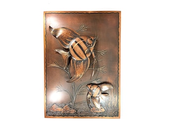 Vintage Art Wall Decoration Copper Picture in 3D Optics, W 