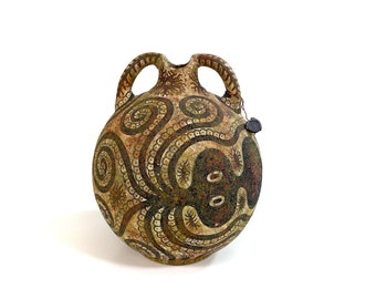 古代ギリシャ陶器のレプリカ - ギリシャ産黒絵式ミノア文明タコ型花瓶