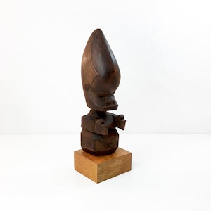 Vintage African Female Yoruba Wooden Figure - Nigeria - African Tribal Art - Sculpture - 2nd Half Of The 20th Century - 1960-80s