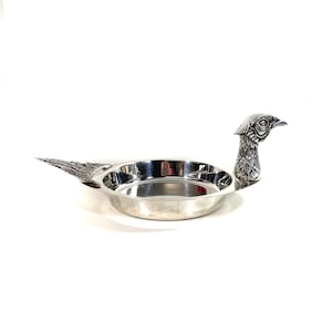 Vintage versilberte Servierschale als Fasan - Obstschale - Vitrinenobjekt - Kitchen Accessoires - Restaurant - Hotel - Weihnachten - 1980er