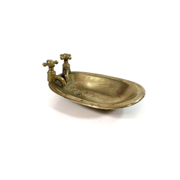 Vintage Brass Soap Dish in the shape of a Bathtub - Bathroom Decor - Accessory - Dollhouse Interior - 90's