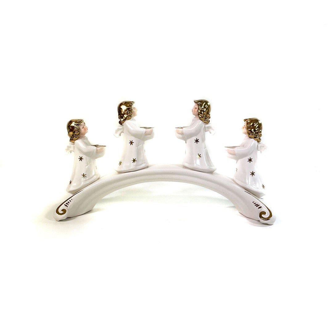 Vintage Goebel Gold Angel Candle Holder Porcelain Angel Arch Etsy
