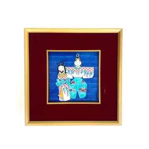 Vintage porcelain tile with original packaging - Hinamatsuri Dolls - Hina Dolls - Arita - Genemon - Nishiki - Japan - 1980-90s