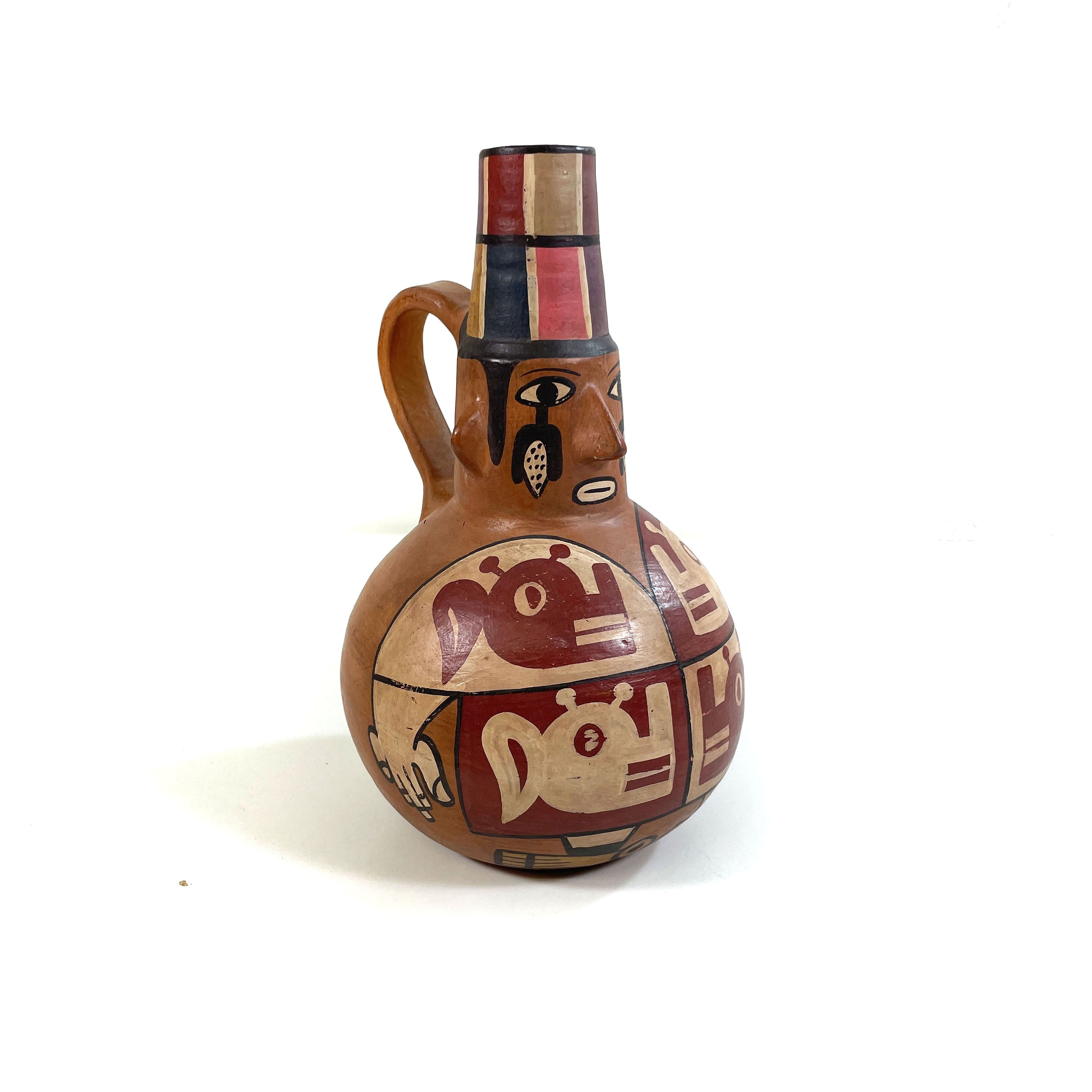 ペルー陶器民芸品ヴィンテージ魚オブジェキャンドルホルダー