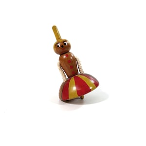 Mid Century Spinning Top - Artist, Circus Figure - Wooden Spinning Top - Play Top - Toy - Colorful - Boy - Motor Skills Toy - 1950-60s
