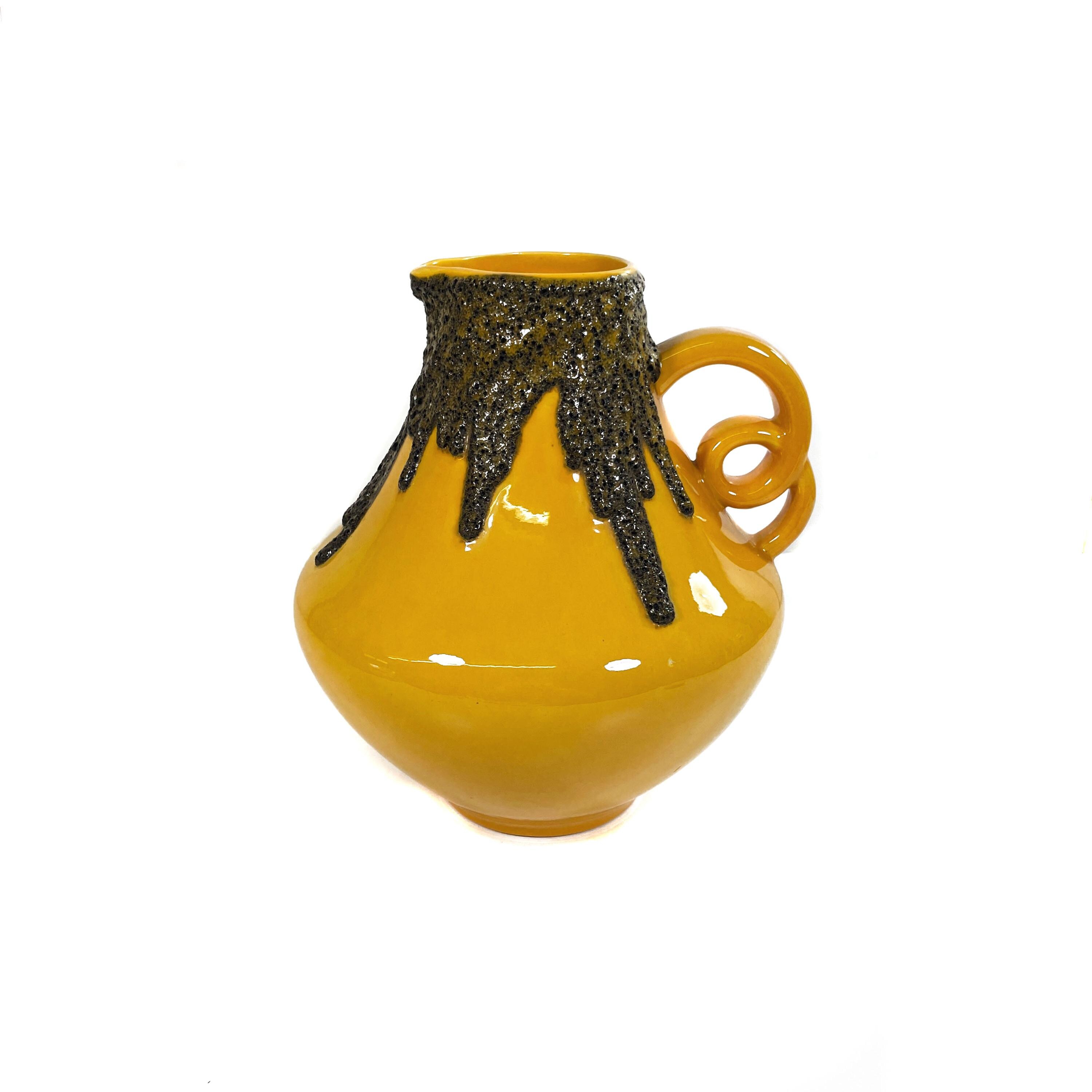 Vintage Fat Lava Vase - Fohr Keramik 410-25 - Dark Yellow