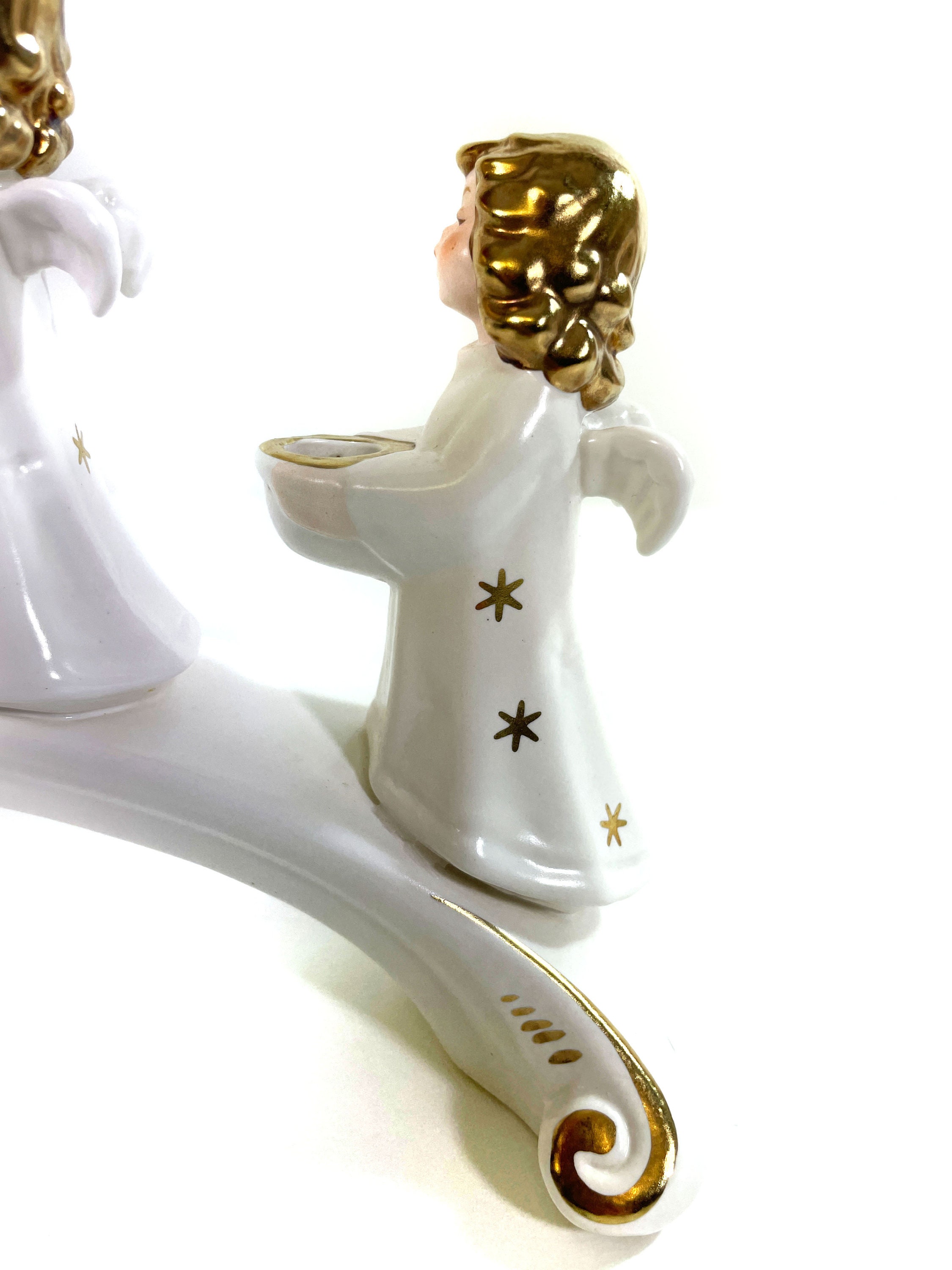 Vintage Goebel Gold Angel Candle Holder Porcelain Angel Arch Etsy